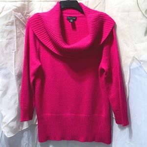 SPENSE FUSCIA COWL NECK NYLON/ANGORA SWEATER SZ XL